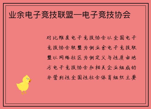业余电子竞技联盟—电子竞技协会